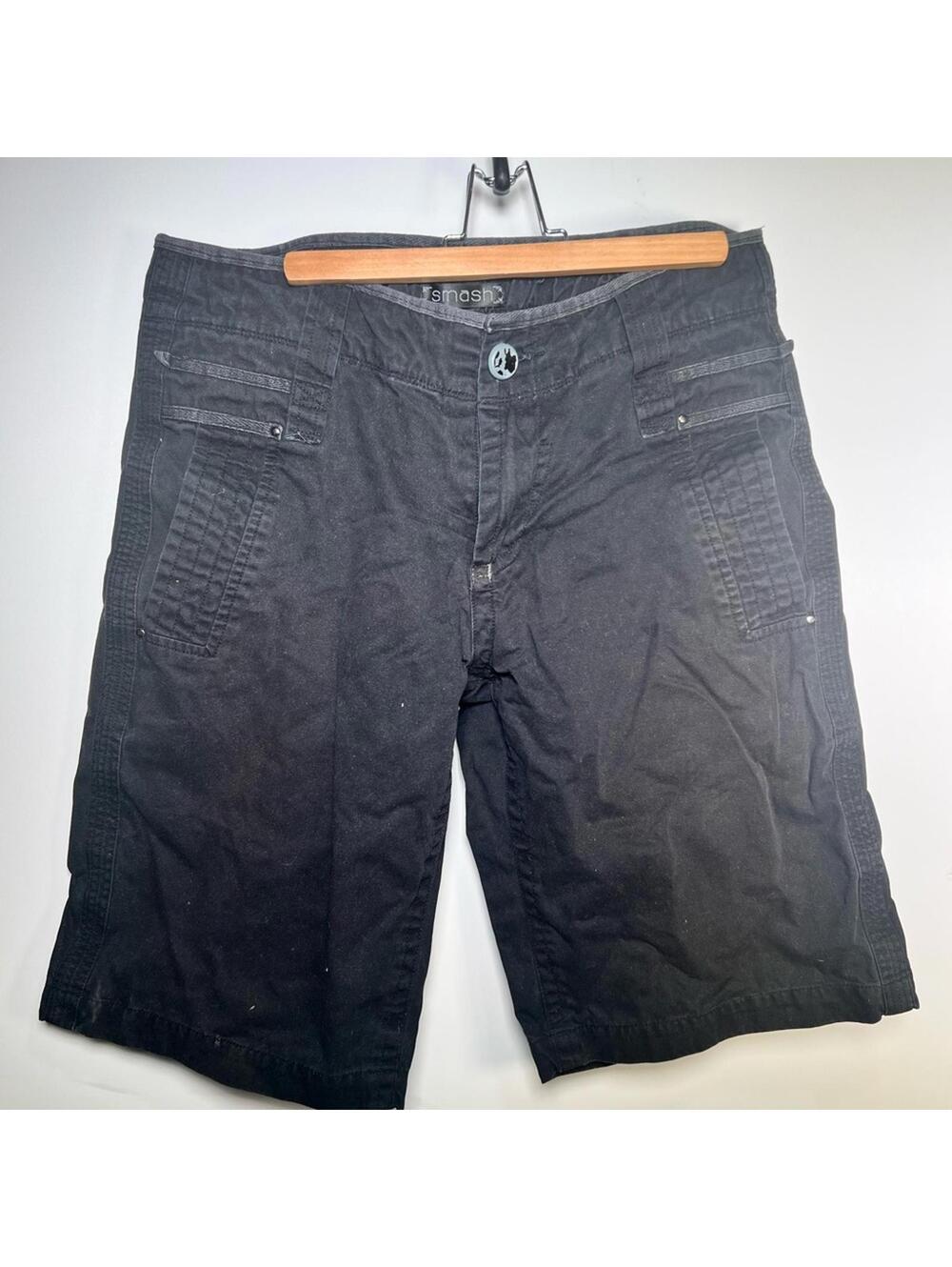 SMASH Black Cargo Shorts with Belt Loops